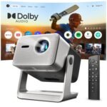 [Dolby Audio Official] Crossbeats Lumex Vista Projector 4k Ultra HD, 1080p Native, Dust Free, Android TV, WiFi, 1200 ANSI, Smart Mini Projector for Room, Portable Home Theater Cinema, Built-in Apps