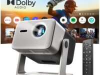[Dolby Audio Official] Crossbeats Lumex Vista Projector 4k Ultra HD, 1080p Native, Dust Free, Android TV, WiFi, 1200 ANSI, Smart Mini Projector for Room, Portable Home Theater Cinema, Built-in Apps