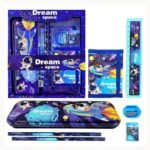 Dream Space Stationery Gift Set for Kids | Cartoon Astronaut School Supplies Kit with Pencil Box, Ruler, Eraser, Sharpener, Wallet & Pencils | Birthday Return Gift, School Goodie Bag for Boys Girls
