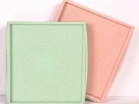 Eha Earth Friendly Square Trays for Serving Set of 2 | 11 Inch | Serving Tray Made with Coffee Husk & Rice Husk | Tray Set for Serving Tea/Coffee/Snacks | Inno-Cele