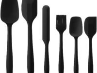 Elisel Silicone Spatula Set 6 Piece Sets of Baking Tools Stainless Steel Core Scratch Free Heat Resistant Silicone Scraper Shovel for Cooking, Baking and Mixing (Black 6)