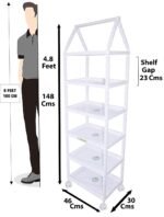 FLIPZON Multipurpose 6 Shelve Baby Wardrobe, Foldable, (Unbreakable Material) (Red) Plastic