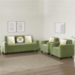 FURNY Clorida 5 Seater 3+1+1 Fabric Sofa Set (Green)