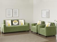 FURNY Clorida 5 Seater 3+1+1 Fabric Sofa Set (Green)
