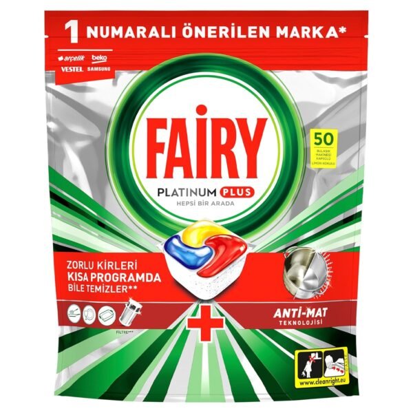 Fairy All In One Platinum Plus Dishwasher Tablets With Anti-Dull Technology | 50's Lemon
