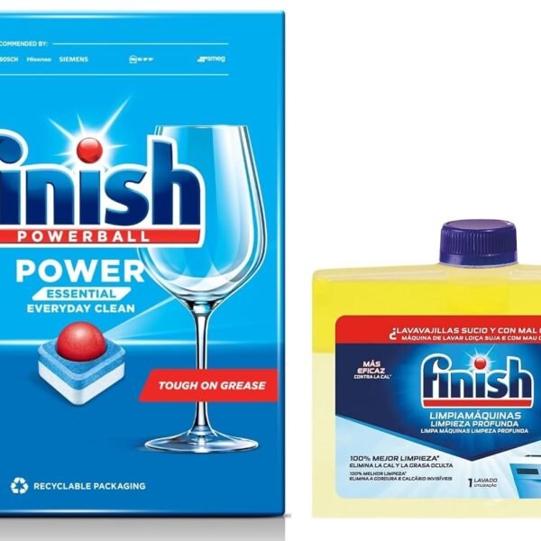 Finish Dishwasher Tablets All In 1 Powerball Lemon 100's & Dishwasher Cleaner Lemon 250ml