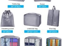 Flyngo 8 Pcs Travel Organizer Pouch Packing Cubes For Clothes Space Savers Bags Cosmetics/Underwear/Socks/Shoes Toiletry Bag Laundry Organiser (Grey) - Nylon