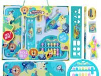 FunBlast Kawaii Stationery Set For Kids-Stationery Return Gifts For Kids|Student Stationery Set Pencil Box|Ruler|Eraser|Sharpener With Ludo And Toy Abacus|Birthday Gifts (Animals)|Multicolor