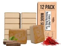 GHAR SOAPS Magic Soap Sandal Wood And Saffron Bath Soap For Glowing Brightening And Refreshing Skin Natural & Paraben Free| Deeply clean pores and remove dirt and grime (Pack of 12 (100 gm)