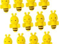 GOLD LEAF Cute Cartoon Bee Erasers – Fun Pencil Erasers for Kids, School, Drawing, Party Favors & Classroom Rewards Gifts & Play (Pack of 12Pcs)