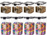 GOLWYN Air Tight Containers For Kitchen Storage Set, Plastic Boxes For Storage, Kitchen Organizer & Kitchen Accessories Items (700Ml And 1100 Ml, 8 Pcs)(Plastic), Transparent
