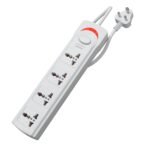 Geonix PowerSpan S4 | Extension Board with 4 Universal Sockets with on Off Button, 3mtr Long Copper Cable, 1500 Watts, 6 Amp Multi Plug for Office & Home Appliances (White)