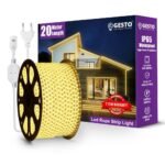 Gesto 20 Meter Rope LED Strip Lights | 120 LED/Mtr Waterproof Outdoor Lights for Balcony, Home Decor, Cove Light for False Ceiling | Flexible, Cuttable Strip Light for Diwali Decoration - Warm White