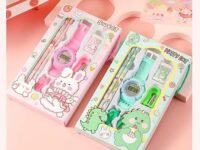Gift Stationery Set, School Stationery Kit (2 pcs) Birthday Return Gift Pencil Eraser Sharpener for Girls/Boys, Cartoon Theme Stationery Items, School Supplies Gift for Kids