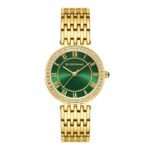 Giordano Eleganza Collection Round Analog Watch for Women, Diamond-Set with Metal Strap Ladies Water Resistant Wrist Watch - A2083