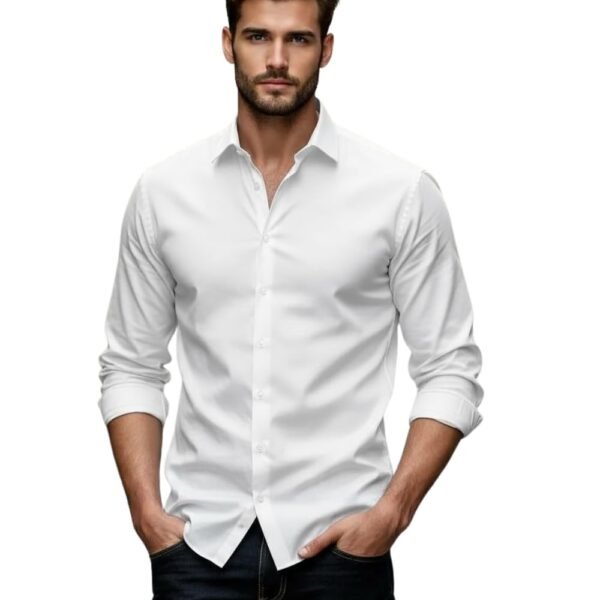 Glowic Men's Plain Casual Shirt | Cotton Soft & Breathable Fabric | Full Sleeve Comfort Fit Stylish Solid Shirts for Office