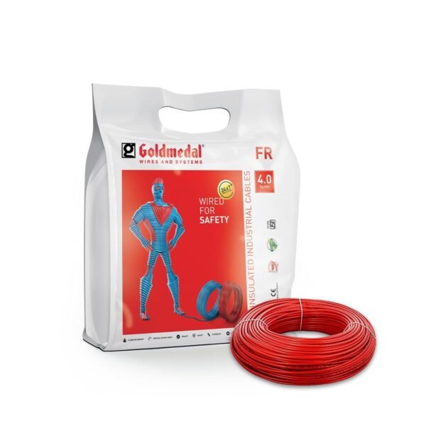 Goldmedal 4.0 Sq mm Flame Retardant Electric Wire | 45 Meter PVC Insulated Single Core Copper Wire | Flexible Electrical Cable for Home, Domestic & Industrial Use | (Red)