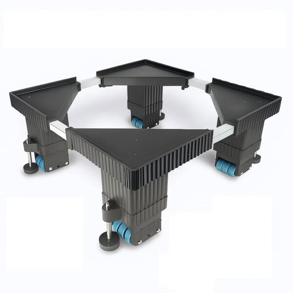 Good Height Heavy Duty 24 Wheel Adjustable Stand/Trolley Washing Machine ONLY TOP Load, Dishwasher, Refrigerator with 4 Stopper Washing Machine 6.5/7/8/9/10 kg) (Metal, Black)