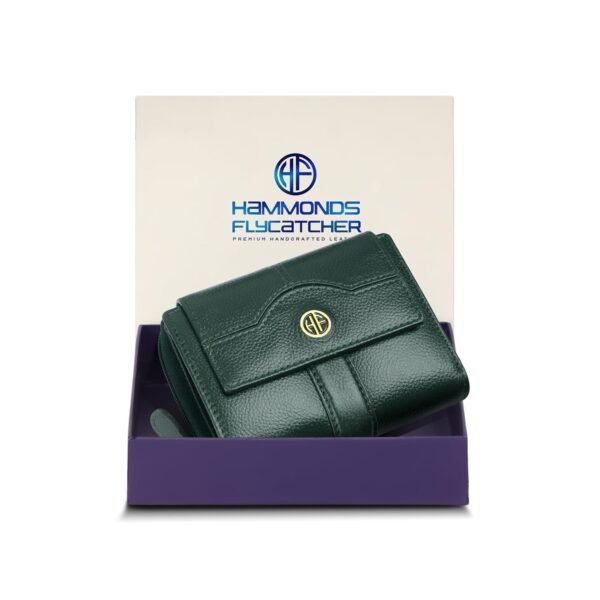 HAMMONDS FLYCATCHER Leather Ladies Wallet for Woman with 14 Card Slots - Clutch Purse for Women, Ladies Wallet for Women Stylish, Ladies Purse for Women Wallet, Gift for Womens - Green
