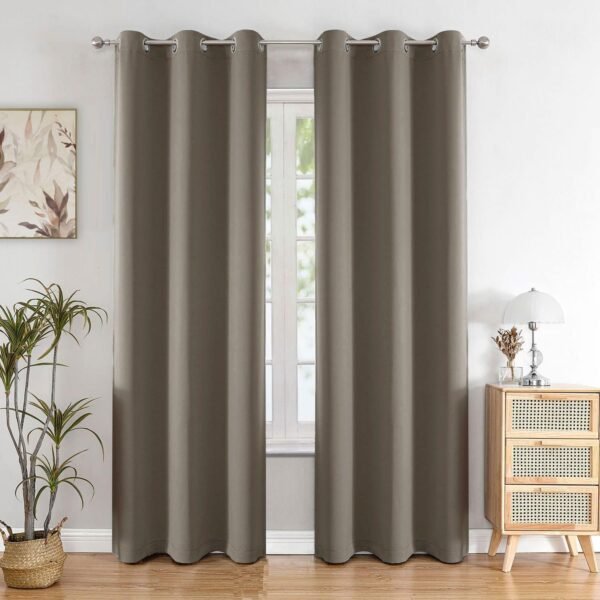 HOMEMONDE Blackout Solid Curtains Window 6 Feet - 75% Room Darkening Heavy Curtain Set of 2, Thermal Insulation & Noise Reduced Drapes 84 Inches Long - (Urban Ash, 182 x 118 CM)