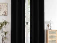 HOMEMONDE Window Curtains 6 Feet Pack of 2 - Solid 98% Blackout Curtain for Living Room, Bedroom, Office, 72L Inch x 46 Inch - (Black, 182 x 118 CM)