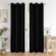 HOMEMONDE Window Curtains 6 Feet Pack of 2 - Solid 98% Blackout Curtain for Living Room, Bedroom, Office, 72L Inch x 46 Inch - (Black, 182 x 118 CM)