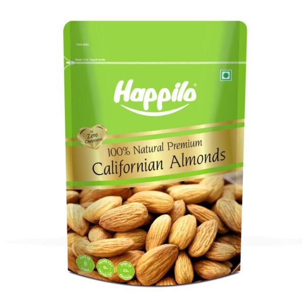 Happilo Premium Natural Californian Almonds 1 Kg | Badam Giri, Healthy Snacks, Dry Fruits | Crunchy Nuts | High in Fiber | Rich in Protein | Magnesium | Phosphorus | Dietary Fibre | Zero Cholesterol