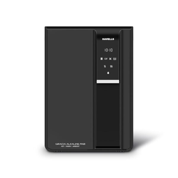 Havells Gracia FAB Alkaline Water Purifier (Black), RO+UV+Alkaline, Hot, Warm & Ambient Water, Copper+Zinc+Minerals, 9 Stage Purification, 6.5L SS Tank, Suitable for Borewell, Tanker & Municipal Water