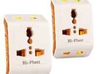 Hi-Plasst Universal 3 Way Plug Adapter (2 Pieces) – Multi Plug Travel Converter 6A/10A – 3 Pin Plug Socket for UK, US, EU – Best for Travelers