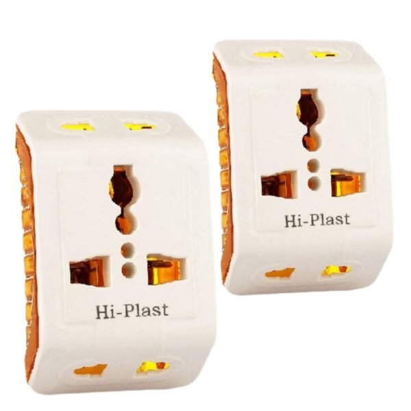 Hi-Plasst Universal 3 Way Plug Adapter (2 Pieces) – Multi Plug Travel Converter 6A/10A – 3 Pin Plug Socket for UK, US, EU – Best for Travelers
