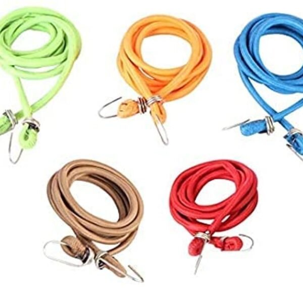High Strength Elastic Bungee/Shock Cord Luggage Tying Rope with Steel Hooks 4 FT (Pack of 4)