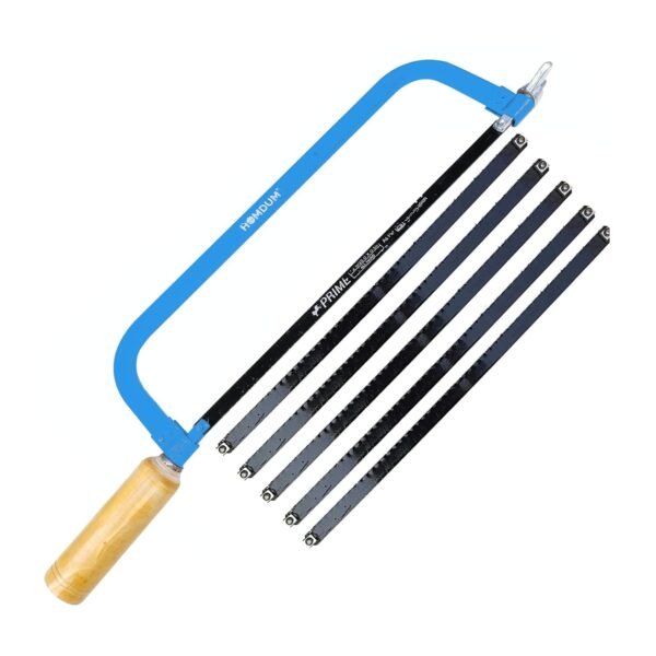 Homdum Hacksaw Frame Along with 5 Saw Blades for Wood and Metal Cutting 12 Inch (Orange) 300 mm with Wooden Handle