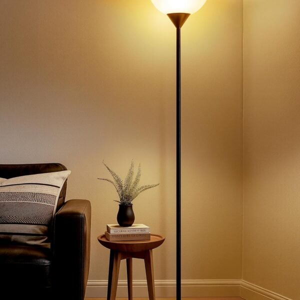 Homesake® Sky Dome Standing Lamps with Acrylic Shade | Modern Floor Lamp for Living Room, Bedrooms, Corner Lamp for Living Room | Standing Lampe (Straight Black)