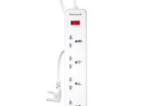 Honeywell 4 Outlet Extension Board with Master Switch, 6 Amps, 250V, 4 International Sockets, Pure Copper, 6 Advanced Safety Features, 2 Meter Power Cord, BIS Certified, 1 Year Warranty
