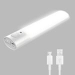 Hoteon Motion Sensor Light, USB Rechargeable Cabinet Night Light, ON/AUTO/Off Mode, Magnet Light for Wardrobe, Cupboard, Bedroom, Stairs, Kitchen, Hallway, White(1pcs)