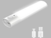 Hoteon Motion Sensor Light, USB Rechargeable Cabinet Night Light, ON/AUTO/Off Mode, Magnet Light for Wardrobe, Cupboard, Bedroom, Stairs, Kitchen, Hallway, White(1pcs)