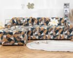 House of Quirk Universal Sectional 140 Gsm Sofa Covers L - Shape Slipcover 2Pcs Elastic L-Type Chaise Sofa Furniture Protector (Antiqe Prism), Brown