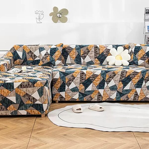 House of Quirk Universal Sectional 140 Gsm Sofa Covers L - Shape Slipcover 2Pcs Elastic L-Type Chaise Sofa Furniture Protector (Antiqe Prism), Brown