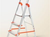 Houza 3 Step Foldable Aluminium Step Ladder for Household, Lightweight and Anti-Slip Multipurpose 250 Kg Load Bearing with 5-Year Warranty