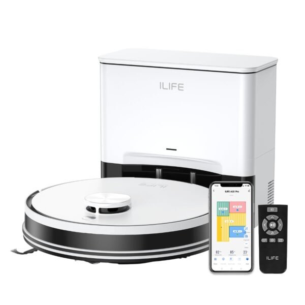 ILIFE A30 Pro Robotic Vacuum Cleaner with Self-Empty Station, 5000Pa Suction, LiDAR Navigation, Vacuum and Mop Combo, Multi-Floor Mapping, Customize Cleaning, Remote Control, App, Alexa & GH