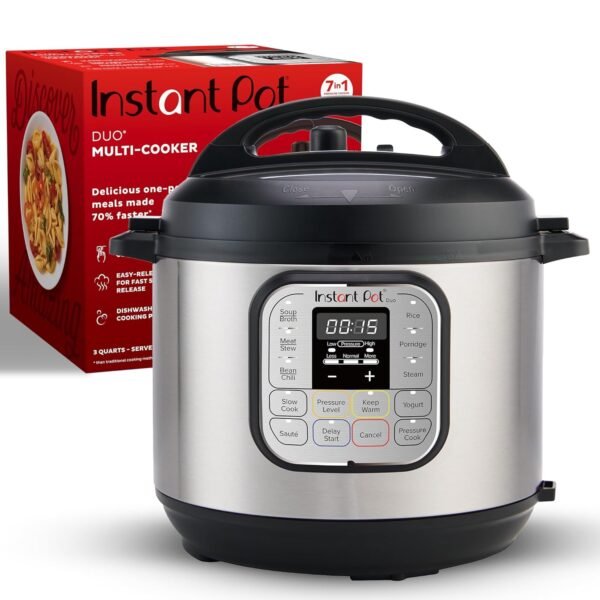 Instant Pot Duo 3QT (2.8L) 7-in-1 Electric Pressure Cooker, Multi Pot, SS304 Stainless Steel Inner Pot, Slow Cook, Rice Cooker, Steamer, Sauté, Yogurt Maker & Keep Warm, 11 Customizable programs, 230V