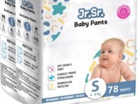 Jr. Sr. Baby Diaper Pants | Small (S) Size (4-8 kg), 156 Count | Pack of 2 | Upto 12 hr Absorption with Advanced Leak Protection | Safe For Babies Skin | Soft, Secure & Comfy