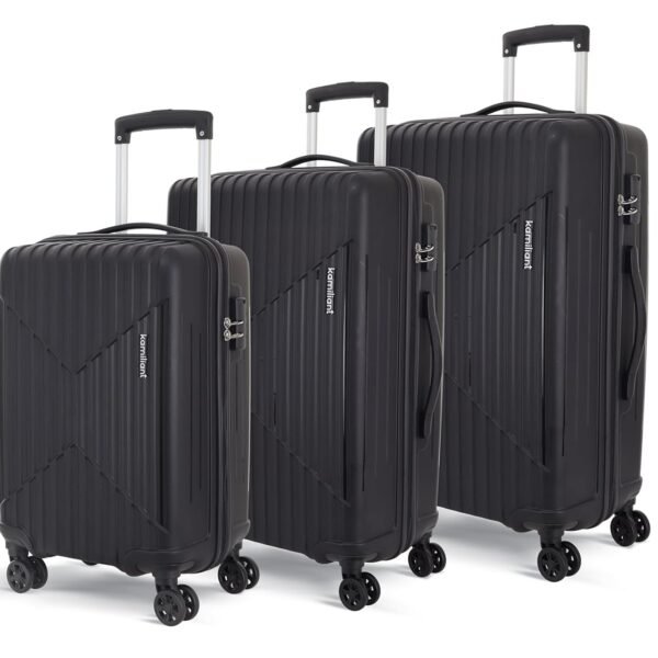 KAMILIANT by American Tourister 3 Pc Savvy Set 55 Cms, 70 Cms & 80 Cms - Small, Medium & Large Polypropylene(PP) Hardside 8 Wheels Spinner Luggage Set/Trolley Bag Set (Black)