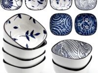 KPNG Japanese Style Ceramic Bowls, Set of 6, 9.2 cm, Decorative Dip Bowls for Cereal, Soup, Pasta, Oatmeal, Salad and Rice, Microwave and Dishwasher Safe (Pack of-6)