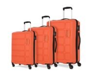 Kamiliant American Tourister Kam Harrier Sp 3 Piece Polypropylene Hard Shell 4 Spinner Wheels Carry-On Luggage Set - Carrot (Orange), 52 Cm, Small