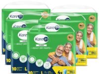 KareIn Classic Adult Diaper Pants, Large 90-120 Cm (35"- 47"), 60 Count, Unisex, Leakproof, Elastic Waist, Wetness Indicator, Pack of 6