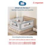 Kids Station Foldable Baby Bed Rail Guard for Child Safety - 28 Levels of Adjustable Height - Safeguard for Baby Proofing - 6.3ftx5ftx6.3ft or 190x150x190cm (3 Sides, Grey, Basic)