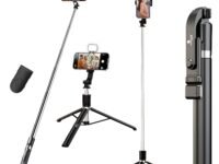 Kratos K9 Selfie Stick Tripod With Light, 67 inch /170CM Reinforced Tripod for Mobile Phone, Multi-Functional Bluetooth Long Selfie Stick for Travel,Vlogging,Compatible with iPhone and All Smartphones