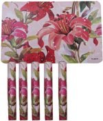 Kuber Industries Flower Design PVC 6 Pieces Dining Table Placemat Set (Pink, Ctktc13698, Standard, Polyvinyl Chloride)