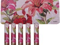 Kuber Industries Flower Design PVC 6 Pieces Dining Table Placemat Set (Pink, Ctktc13698, Standard, Polyvinyl Chloride)